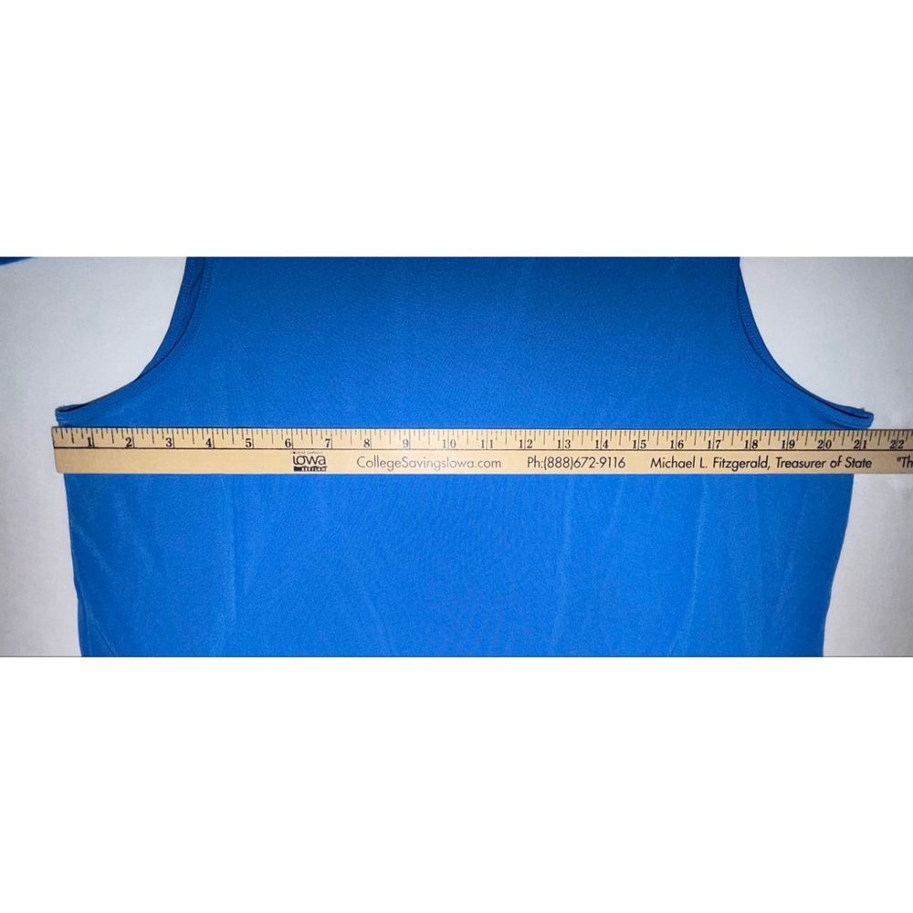 IMAN Global Chic Royal Blue Cape Sleeve Flutter Top Keyhole L Workwear NWOT - Picture 6 of 10